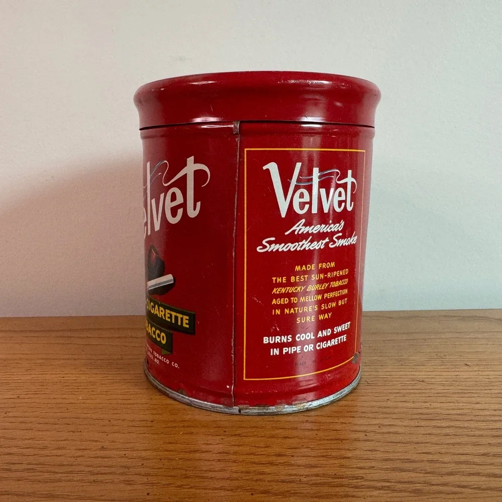 Vintage Velvet Tobacco Tin Can Advertising Pipe &‎ Cigarette Liggett Myers